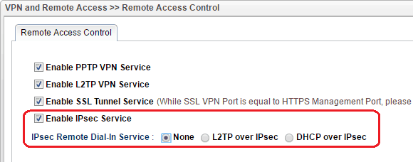 скриншот Vigor3900 VPN Remote Access Control